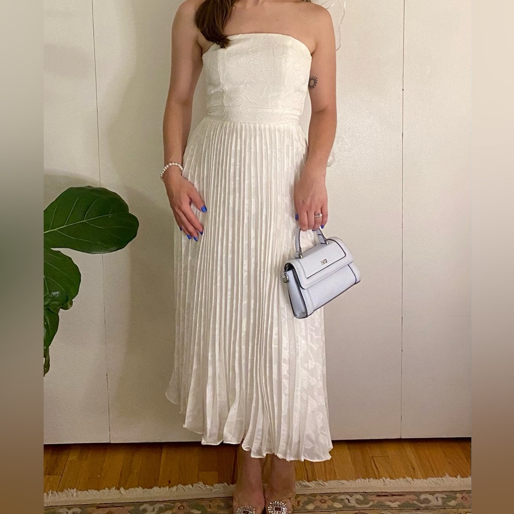 Lulus Perfectly Stunning Ivory Jacquard Strapless Midi Dress XS